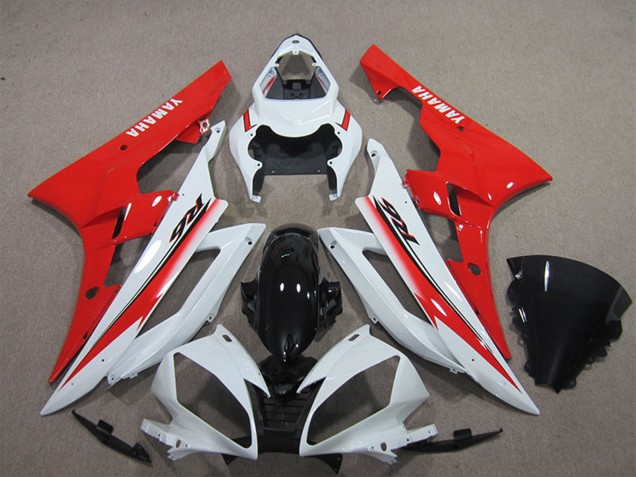 Descuento Carenado Moto Yamaha YZF R6 2006-2007 - Blanco Rojo Negro Brillante