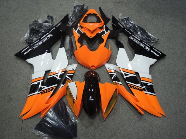 Descuento Carenados Moto Yamaha YZF R6 2008-2016 - Naranja Blanco Negro Brillante Motul