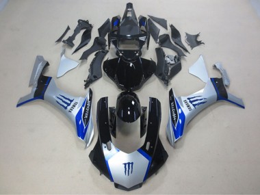 Descuento Carenados Moto Yamaha YZF R1 2015-2019 - Plata Azul Negro Brillante Monstruo