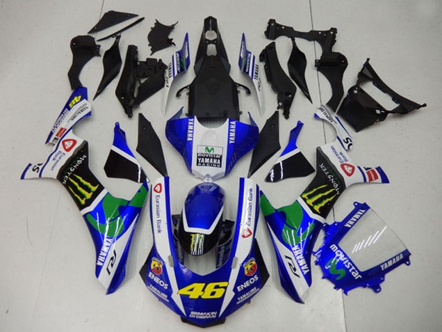 Descuento Carenados Moto Yamaha YZF R1 2015-2019 - Blanco Azul Negro Verde ENEOS MoviStar Monstruo 46