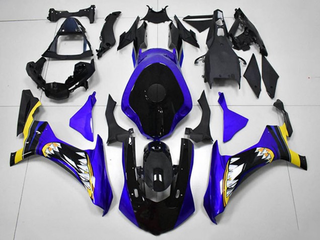 Descuento Carenados Moto Yamaha YZF R1 2015-2019 - Azul Amarillo Negro Brillante Tiburón