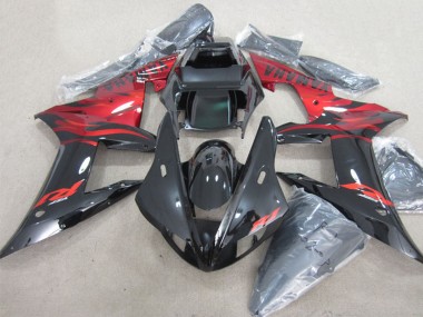 Descuento Carenados Moto Yamaha YZF R1 2002-2003 - Negro Brillante Rojo Llama