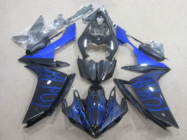Descuento Carenado Moto Yamaha YZF R1 2007-2008 - Negro Brillante Azul Llama