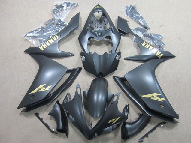 Descuento Carenados Moto Yamaha YZF R1 2007-2008 - Negro Mate Oro Calcomanía