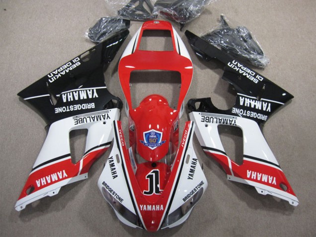 Descuento Carenados Moto Yamaha YZF R1 2009-2011 - Blanco Rojo Negro Bridgestone Yamalube Semakin Didepan
