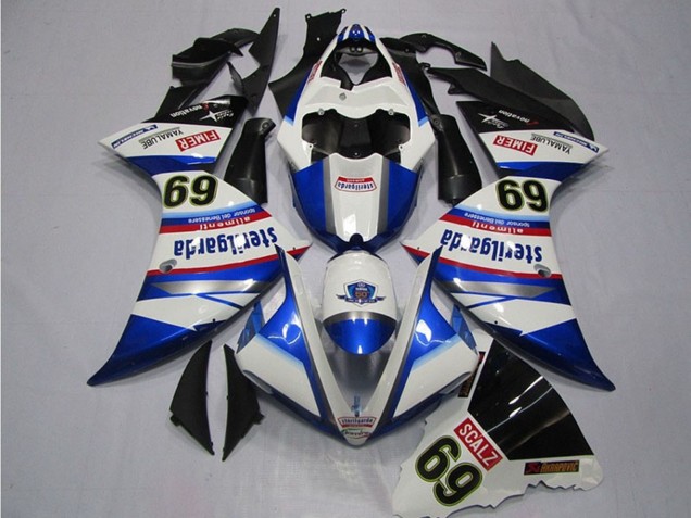 Descuento Carenados Moto Yamaha YZF R1 2009-2011 - Blanco Azul Negro Sterilgarda SCALZ 69