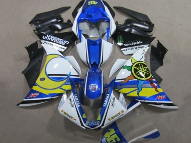 Descuento Carenados Moto Yamaha YZF R1 2009-2011 - Blanco Azul Amarillo Verde Monstruo Semakin Didepan
