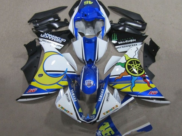Descuento Carenados Moto Yamaha YZF R1 2009-2011 - Blanco Azul Amarillo Verde Monstruo Semakin Didepan