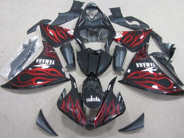 Descuento Carenados Moto Yamaha YZF R1 2009-2011 - Negro Brillante Rojo Llama