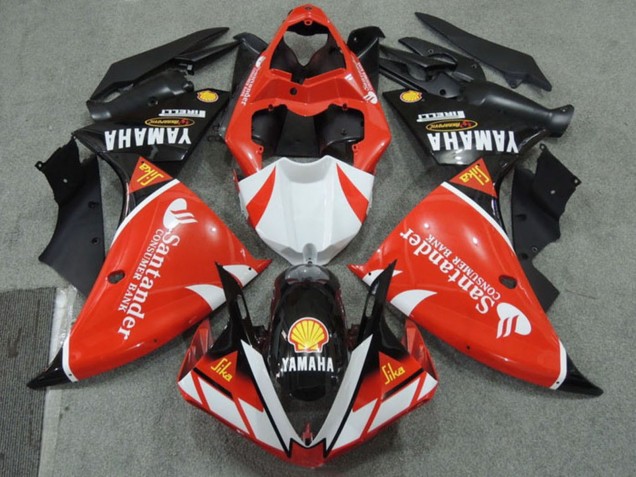 Descuento Carenados Moto Yamaha YZF R1 2009-2011 - Rojo Blanco Negro Santander Rojo