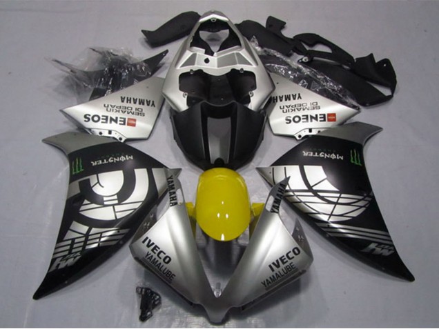 Descuento Carenados Moto Yamaha YZF R1 2012-2014 - Plata Negro IVECO Yamalube ENEOS Monstruo