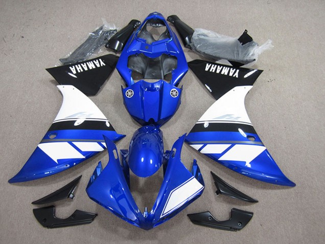 Descuento Carenado Moto Yamaha YZF R1 2012-2014 - Azul Blanco Negro Brillante