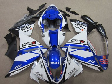 Descuento Carenados Moto Yamaha YZF R1 2012-2014 - Blanco Azul Negro Pizzoli ENEOS Yamalube Semakin Didepan