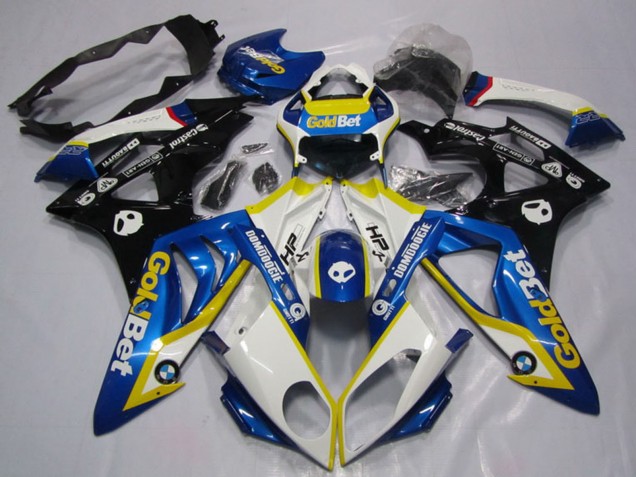 Descuento Carenados Moto BMW S1000RR 2009-2014 - Blanco Amarillo Azul Negro Brillante OroBet HP