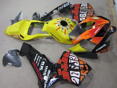 Descuento Carenados Moto Honda CBR600RR 2003-2004 - Amarillo Naranja Negro Brillante Rossi Repsol 46
