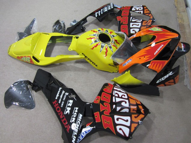 Descuento Carenados Moto Honda CBR600RR 2003-2004 - Amarillo Naranja Negro Brillante Rossi Repsol 46