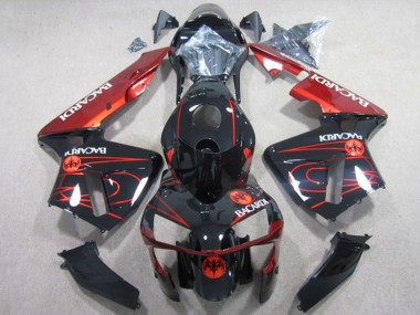 Descuento Carenados Moto Honda CBR600RR 2003-2004 - Negro Brillante Rojo RACARDI