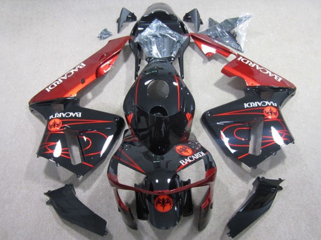Descuento Carenados Moto Honda CBR600RR 2003-2004 - Negro Brillante Rojo RACARDI