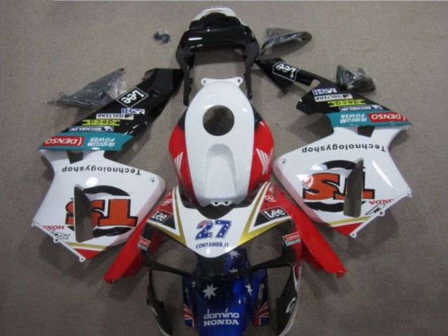 Descuento Carenados Moto Honda CBR600RR 2005-2006 - Blanco Rojo Azul Negro Brillante Estrella Lee 27