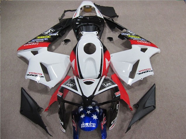 Descuento Carenados Moto Honda CBR600RR 2005-2006 - Blanco Rojo Azul Negro Estrella Lee