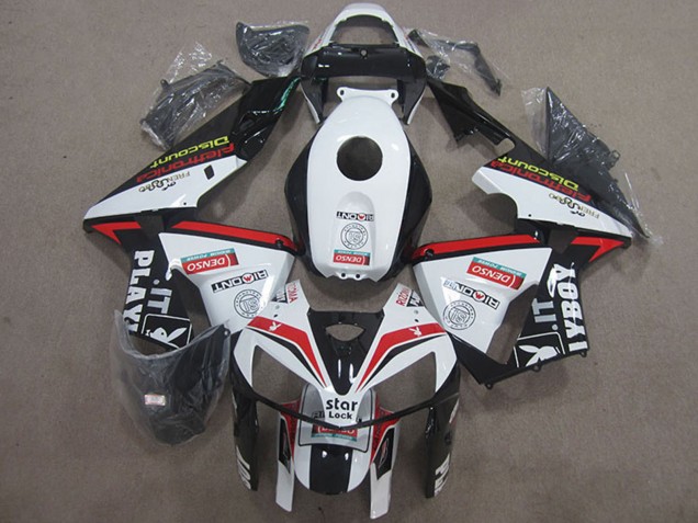 Descuento Carenados Moto Honda CBR600RR 2005-2006 - Blanco Rojo Negro Star Lock Playboy