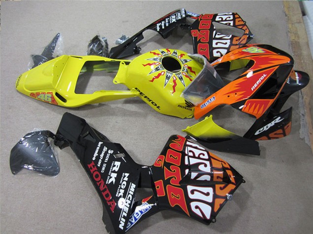 Descuento Carenados Moto Honda CBR600RR 2005-2006 - Negro Naranja Amarillo Rossi Repsol