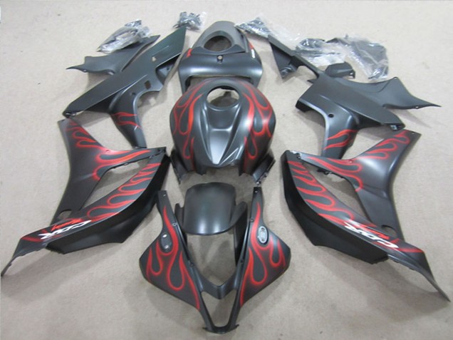 Descuento Carenados Moto Honda CBR600RR 2007-2008 - Negro Mate Rojo Llama