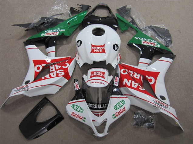 Descuento Carenado Moto Honda CBR600RR 2007-2008 - Blanco Rojo Verde San Carlo