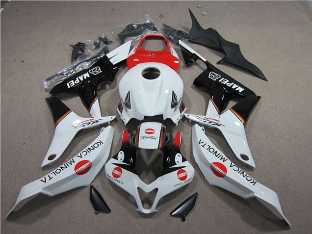 Descuento Carenados Moto Honda CBR600RR 2007-2008 - Blanco Rojo Negro Brillante Konica Minolta MAPEI