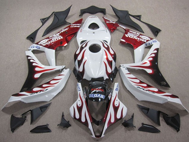 Descuento Carenados Moto Honda CBR600RR 2007-2008 - Blanco Rojo Negro Brillante Llama