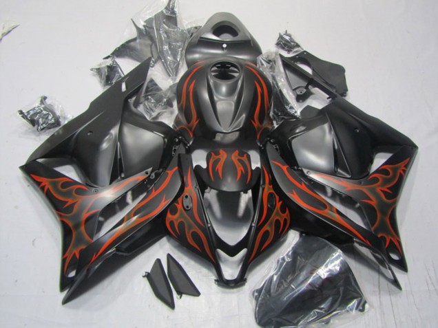 Descuento Carenados Moto Honda CBR600RR 2009-2012 - Negro Mate Naranja Llama