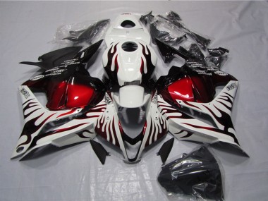 Descuento Carenados Moto Honda CBR600RR 2009-2012 - Blanco Rojo Negro Brillante Llama