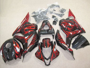 Descuento Carenado Moto Honda CBR600RR 2009-2012 - Negro Brillante Rojo Llama