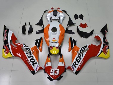 Descuento Carenados Moto Honda CBR1000RR 2017-2023 - Naranja Blanco Rojo Negro Brillante Repsol Rojo Bull 93