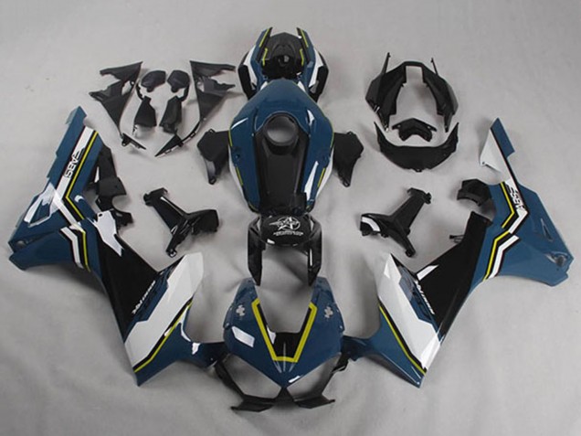 Descuento Carenados Moto Honda CBR1000RR 2017-2023 - Azul Blanco Amarillo Negro Brillante Shocker
