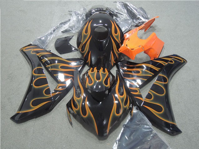 Descuento Carenados Moto Honda CBR1000RR 2008-2011 - Negro Brillante Naranja Llama