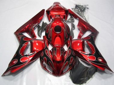 Descuento Carenado Moto Honda CBR1000RR 2006-2007 - Rojo Negro Brillante Llama