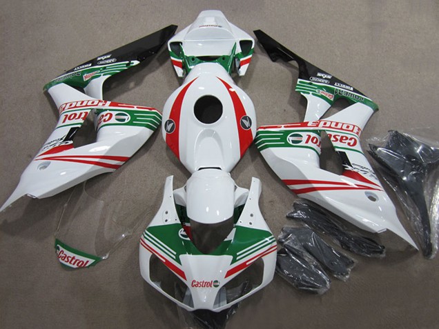 Descuento Carenados Moto Honda CBR1000RR 2006-2007 - Blanco Rojo Verde Negro Brillante Castrol