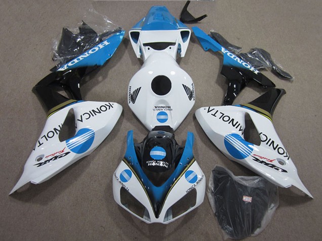 Descuento Carenados Moto Honda CBR1000RR 2006-2007 - Blanco Azul Claro Negro Brillante Konica Minolta