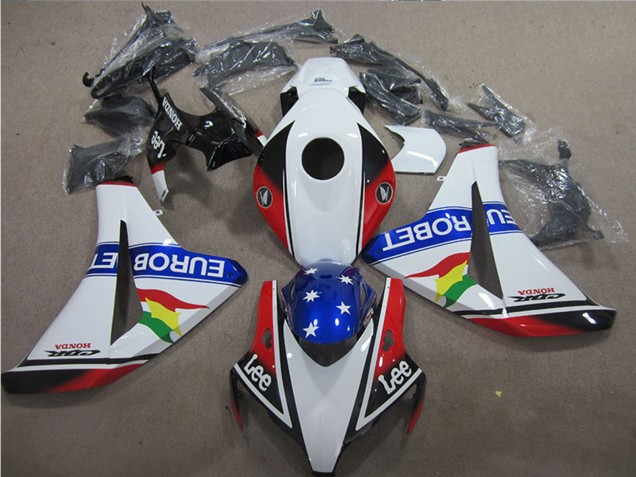 Descuento Carenados Moto Honda CBR1000RR 2008-2011 - Blanco Rojo Azul Estrella Carrera EuroBet Lee