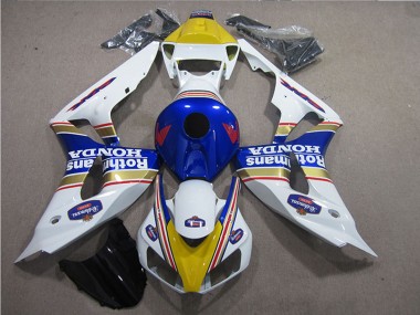 Descuento Carenados Moto Honda CBR1000RR 2006-2007 - Blanco Azul Amarillo Oro Rothmans