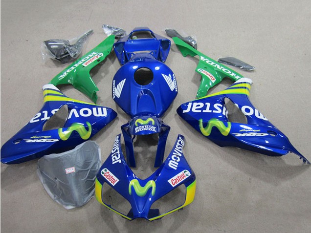 Descuento Carenados Moto Honda CBR1000RR 2006-2007 - Azul Verde Amarillo MoviStar Castrol