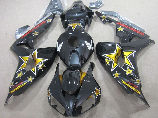 Descuento Carenados Moto Honda CBR1000RR 2006-2007 - Negro Brillante Oro Estrella Energy Drink