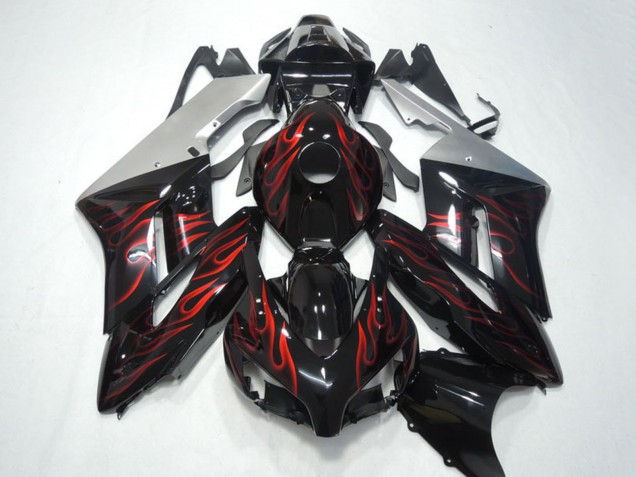 Descuento Carenados Moto Honda CBR1000RR 2004-2005 - Plata Negro Brillante Rojo Llama