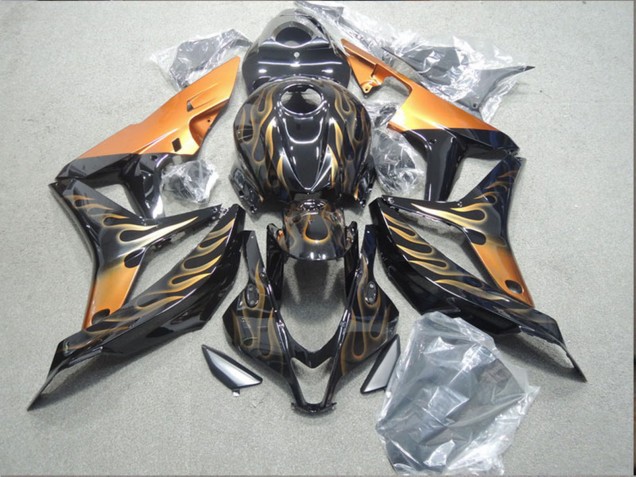 Descuento Carenados Moto Honda CBR1000RR 2004-2005 - Negro Brillante Oro Llama