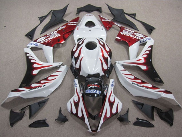 Descuento Carenados Moto Honda CBR1000RR 2004-2005 - Blanco Rojo Negro Brillante Llama Tiburón