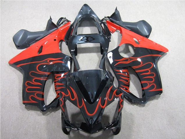 Descuento Kits Carenado Moto Honda CBR600 F4i 2001-2003 - Negro Brillante Rojo Llama