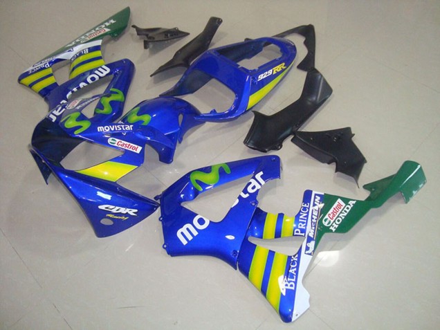 Descuento Carenados Moto Honda CBR900RR 929 2000-2001 - Azul Amarillo Verde MoviStar Castrol