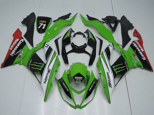 Descuento Carenados Moto Kawasaki ZX6R 2013-2018 - Verde Blanco Negro Rojo Monstruo