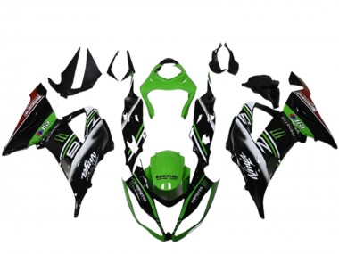 Descuento Carenados Moto Kawasaki ZX6R 2013-2018 - Verde Negro Blanco Elf Monstruo